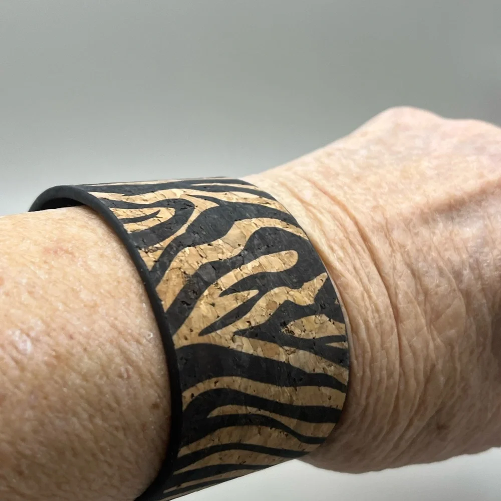 Zebra Print Cuff Cork Bracelet